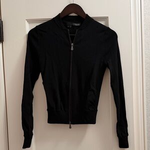 Black zip up/bomber jacket made by 360 cashmere